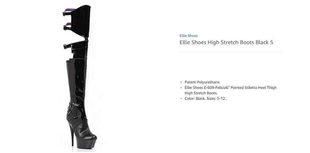 Ellie Shoes Black 609 FELICIA Heel Thigh 6 Inch Pointed Stiletto Stretch Boots