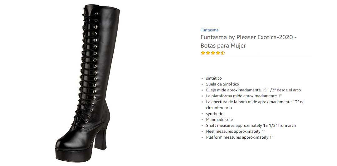 Funtasma by Pleaser Exotica 2020  Botas para Mujer Charol Negro