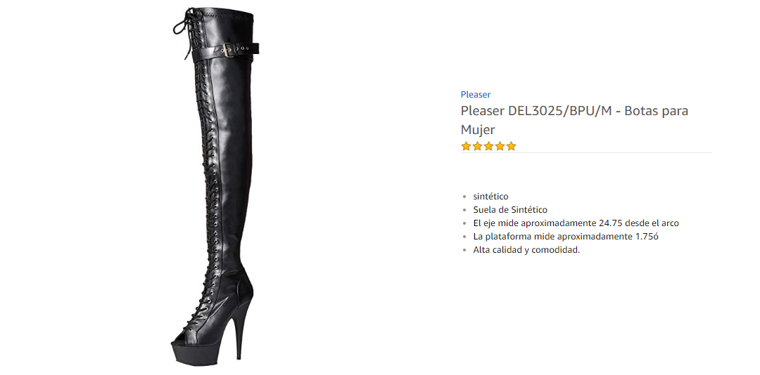 Pleaser DEL3025/BPU/M  Botas para Mujer Negro Black Str Faux Leather/Black Matte