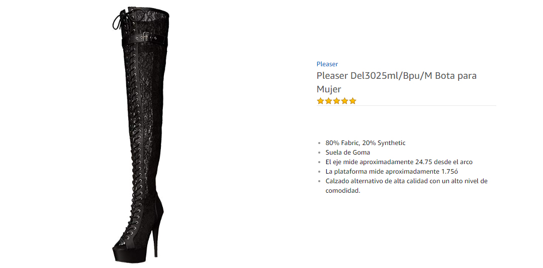 Pleaser DEL3025ML/BPU/M  Botas para Mujer  Black/Black Matte