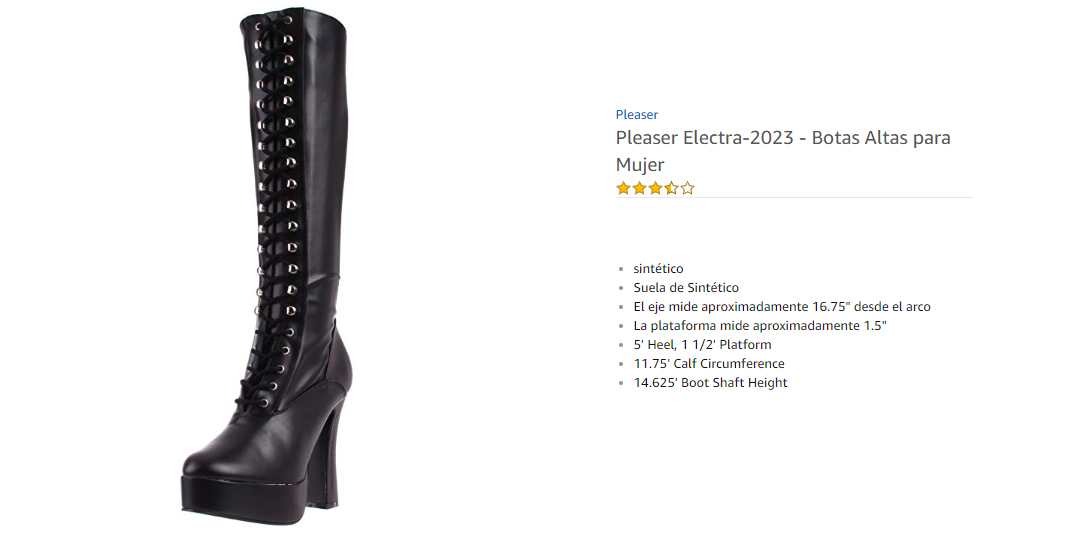 Pleaser Electra 2023  Botas Altas para Mujer Negro