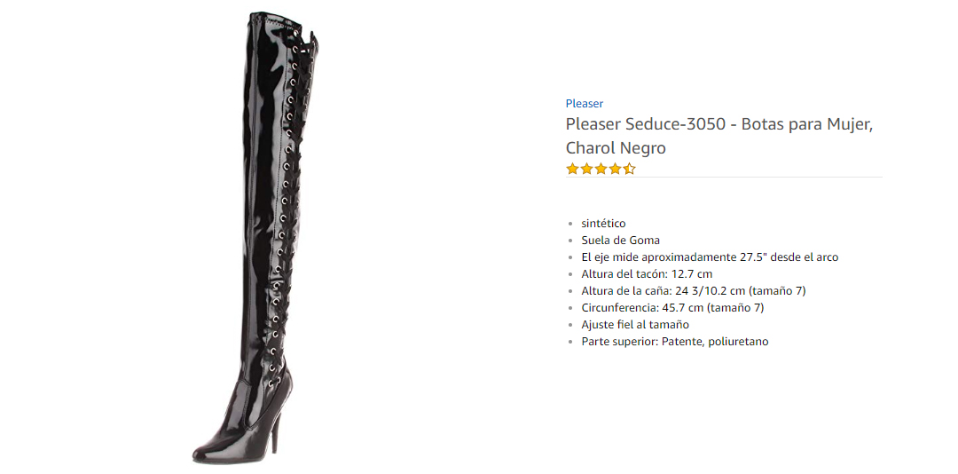 Pleaser Seduce 3050  Botas para Mujer Charol Negro